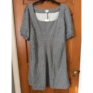 Women's A New Day Black & White Plaid Short Sleeve Dress Size 16 NWT